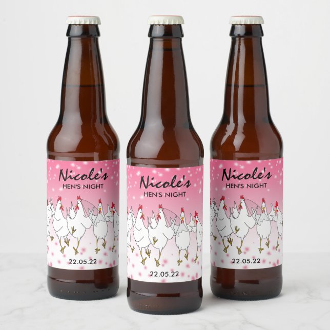 Rótulo de Cerveja Cintilante Rosa Personalizada na (Garrafas)