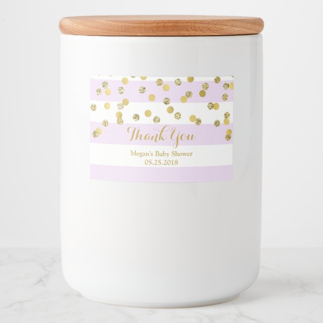 Rótulo de Chá de fraldas Confetti Dourado com Faix (Frente)