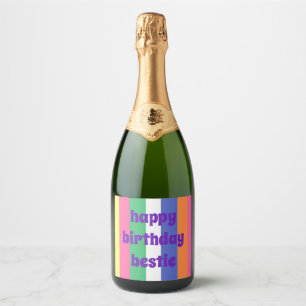 Rótulo de Champagne Feliz Aniversário Bestie