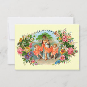 Rótulo de charuto vintage La Palmiera, Mulher com 