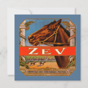 Rótulo de charuto vintage, Zev Race Horses Brown C