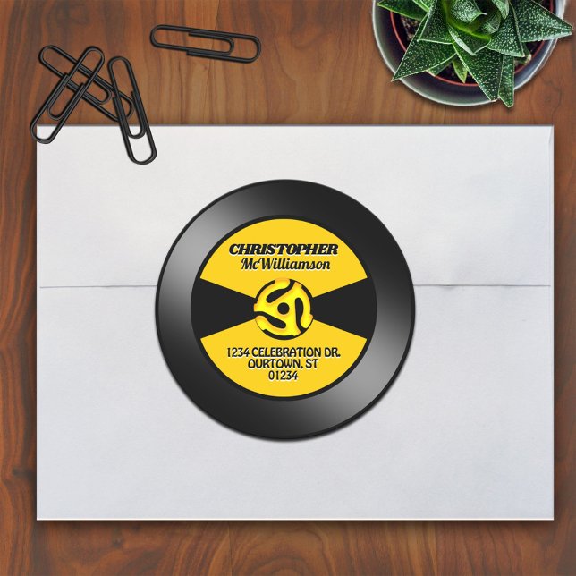 Rótulo de Disco de Vinil 45 Personalizado Adesivo  (Criador carregado)