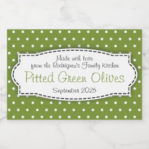 Rótulo de flor de polca de azeitona verde