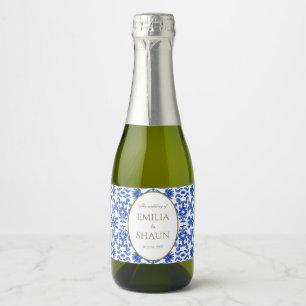 Rótulo de Frasco Mini Fizz Padrão da Sicília Azul