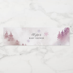 Rótulo de Garrafa de Água com Floco de Neve Rosa