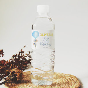 Rótulo de Garrafa de Água de Garoto Floral Balão