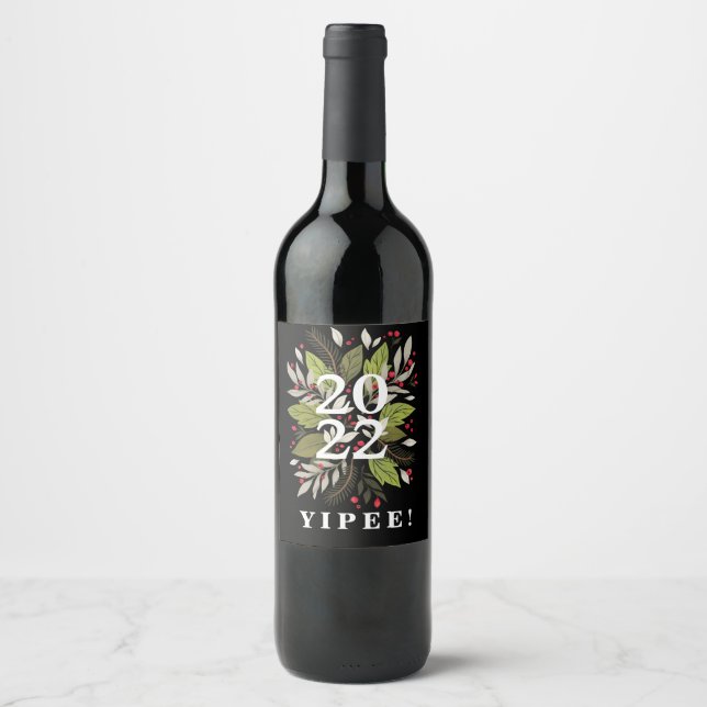 Rótulo De Garrafa De Cerveja 202 YIPPEE (Black) — Vinho de Ano Novo Elegante e  (Frente)