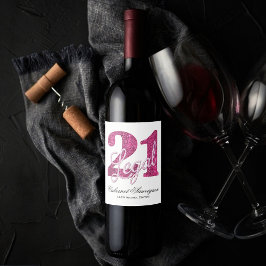 Rótulo De Garrafa De Cerveja 21 e jurídico | Faux Glitter aniversário de 21 ano