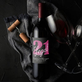 Rótulo De Garrafa De Cerveja 21 e jurídico | Faux Glitter aniversário de 21 ano