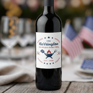 Rótulo De Garrafa De Cerveja 4 de Julho Dia da Independência Churrasco em Famíl