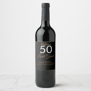Rótulo De Garrafa De Cerveja 50ª Festa de aniversário de vinho de casamento