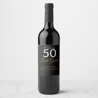 Rótulo De Garrafa De Cerveja 50ª Festa de aniversário de vinho de casamento