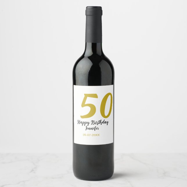 Rótulo De Garrafa De Cerveja 50º aniversário adicionar nome data ano modelo neg (Frente)