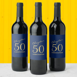Rótulo De Garrafa De Cerveja 50º Aniversário Capítulo 50 Azul Dourado