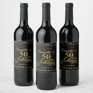 Rótulo De Garrafa De Cerveja 50º aniversário Dourado brilhante Preto 50 Fabul