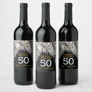 Rótulo De Garrafa De Cerveja 50º aniversário Preto e Dourado