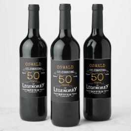 Rótulo De Garrafa De Cerveja 50.º aniversário Dourado negro, lendário engraçado