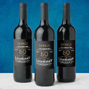 Rótulo De Garrafa De Cerveja 50.º aniversário Dourado negro, lendário engraçado