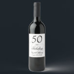 Rótulo De Garrafa De Cerveja 50.º aniversário Monograma Minimalista Elegante<br><div class="desc">50.º aniversário Monograma Mínimo de Vinho Elegante</div>