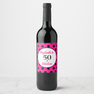 Rótulo De Garrafa De Cerveja 50 e Fabuloso cor-de-rosa escuro com Bolinhas pret