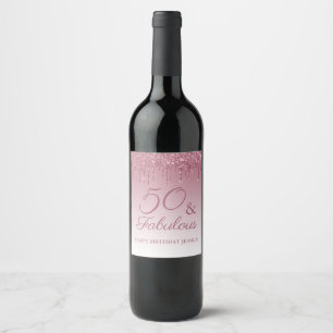 Rótulo De Garrafa De Cerveja 50 e Fabuloso Rosa de Coleta Rosa Dourada