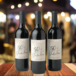 Rótulo De Garrafa De Cerveja 50 Fabulosa Glitter Dourada de Aniversário Persona