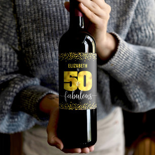 Rótulo De Garrafa De Cerveja 50 fabulosos aniversários negros de vidro de ouro