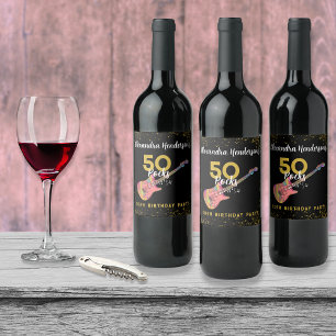 Rótulo De Garrafa De Cerveja 50 Rochas Rosa Preto Dourado Festa de Aniversário