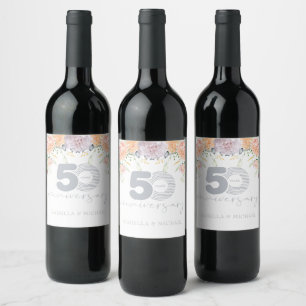 Rótulo De Garrafa De Cerveja 50th aniversário de casamento floral luxuoso