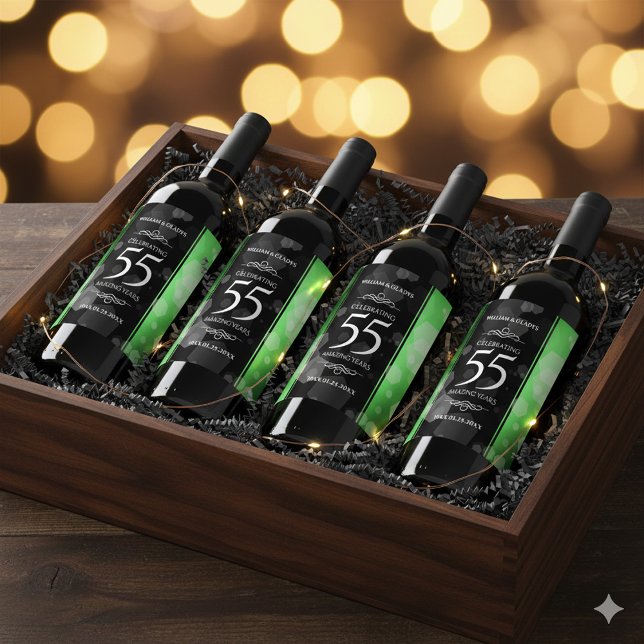 Rótulo De Garrafa De Cerveja 55.º aniversário do Casamento Emerald (55th Emerald Wedding Anniversary Wine/Liquor Drink Labels Cover Photo)