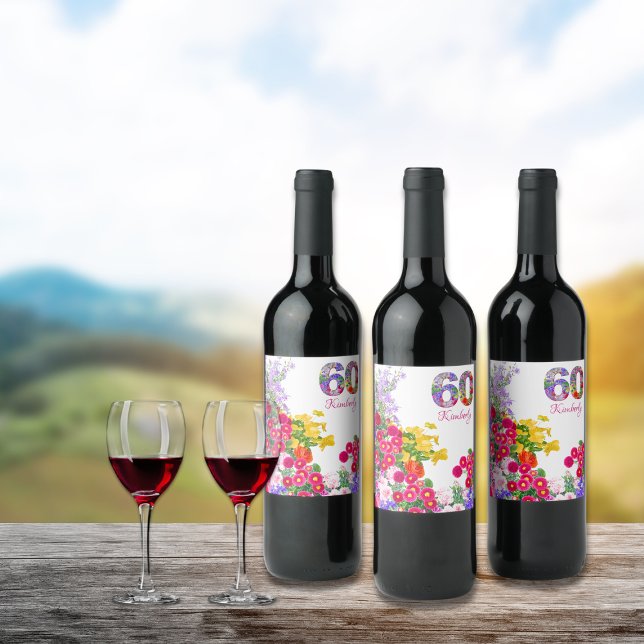 Rótulo De Garrafa De Cerveja 60ª rotulagem dos vinhos de festa de aniversário (Criador carregado)