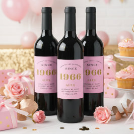 Rótulo De Garrafa De Cerveja 60º Aniversário Nome 1966 Tchico Elegante rosa Dou