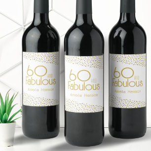 Rótulo De Garrafa De Cerveja 60 e Fabulosa Glitter Dourada 60º aniversário