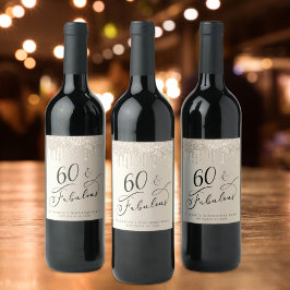 Rótulo De Garrafa De Cerveja 60 Fabulosa Glitter Dourada de Aniversário Persona