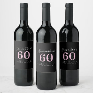 Rótulo De Garrafa De Cerveja 60 personalizados e fabuloso aniversário rosa pret