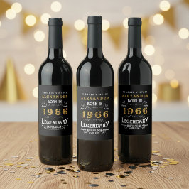 Rótulo De Garrafa De Cerveja 60th Birthday Legend Born 1966 Vintage Black