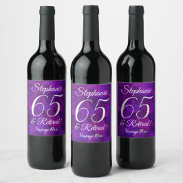 Rótulo De Garrafa De Cerveja 65 e Roxo Elegante Reformado Personalizado
