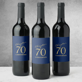 Rótulo De Garrafa De Cerveja 70 Birthday Azul Dourado