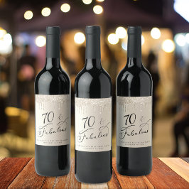 Rótulo De Garrafa De Cerveja 70 Birthday Dourado Glitter