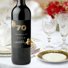 Rótulo De Garrafa De Cerveja 70 de aniversário animal-leopardo-negro de ouro