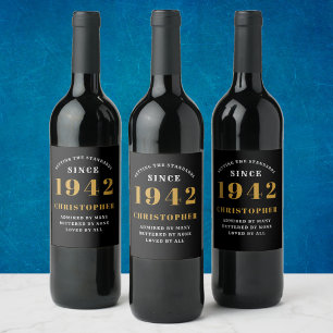 Rótulo De Garrafa De Cerveja 80 Birthday 1942 negro Dourado retrô personalizad