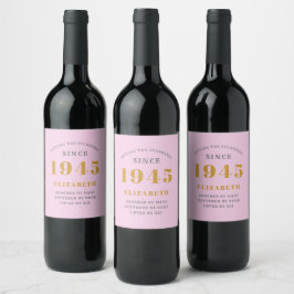 Rótulo De Garrafa De Cerveja 80 Birthday Nascer 1945 Adicionar Cinza Rosa de No
