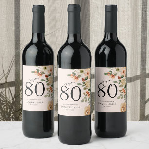 Rótulo De Garrafa De Cerveja 80 Birthday Vintage Floral