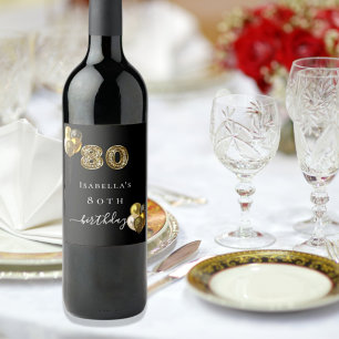 Rótulo De Garrafa De Cerveja 80 de aniversário animal-leopardo-negro de ouro
