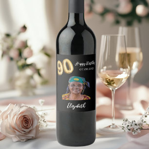 Rótulo De Garrafa De Cerveja 90 Aniversário - foto de ouro preto