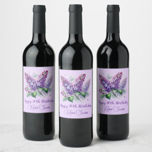 Rótulo De Garrafa De Cerveja 90 Birthday Roxo Flores Lilás Primavera