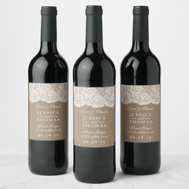 Rótulo De Garrafa De Cerveja A Coleção de Casamentos Burlap & Lace (Garrafas)