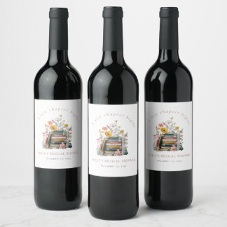 Rótulo De Garrafa De Cerveja A New Chapter Begins Floral Books Bridal Shower