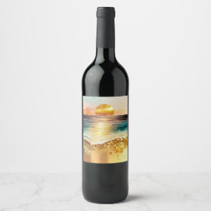Rótulo De Garrafa De Cerveja A Série Praia Aquarela Design 3