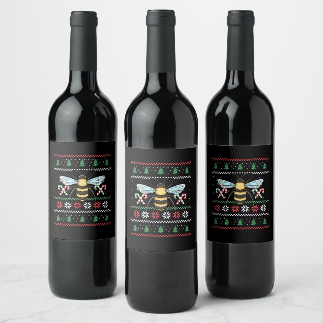 Rótulo De Garrafa De Cerveja Abelha Animal Bee Feliz Natal (Garrafas)